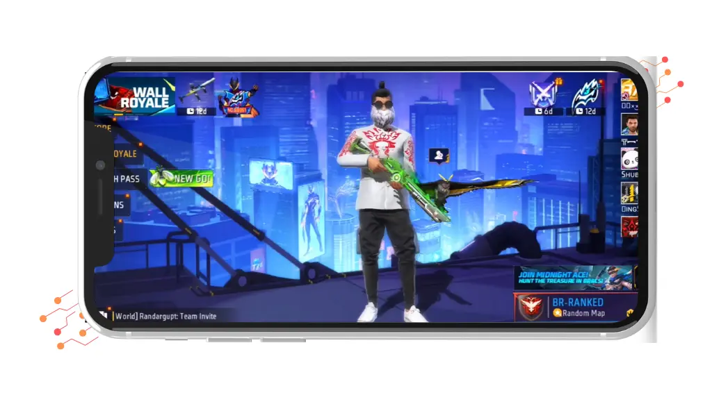 Free Fire MAX optimized for high-end Android devices showing stable 60 FPS gameplay with Snapdragon 700 series